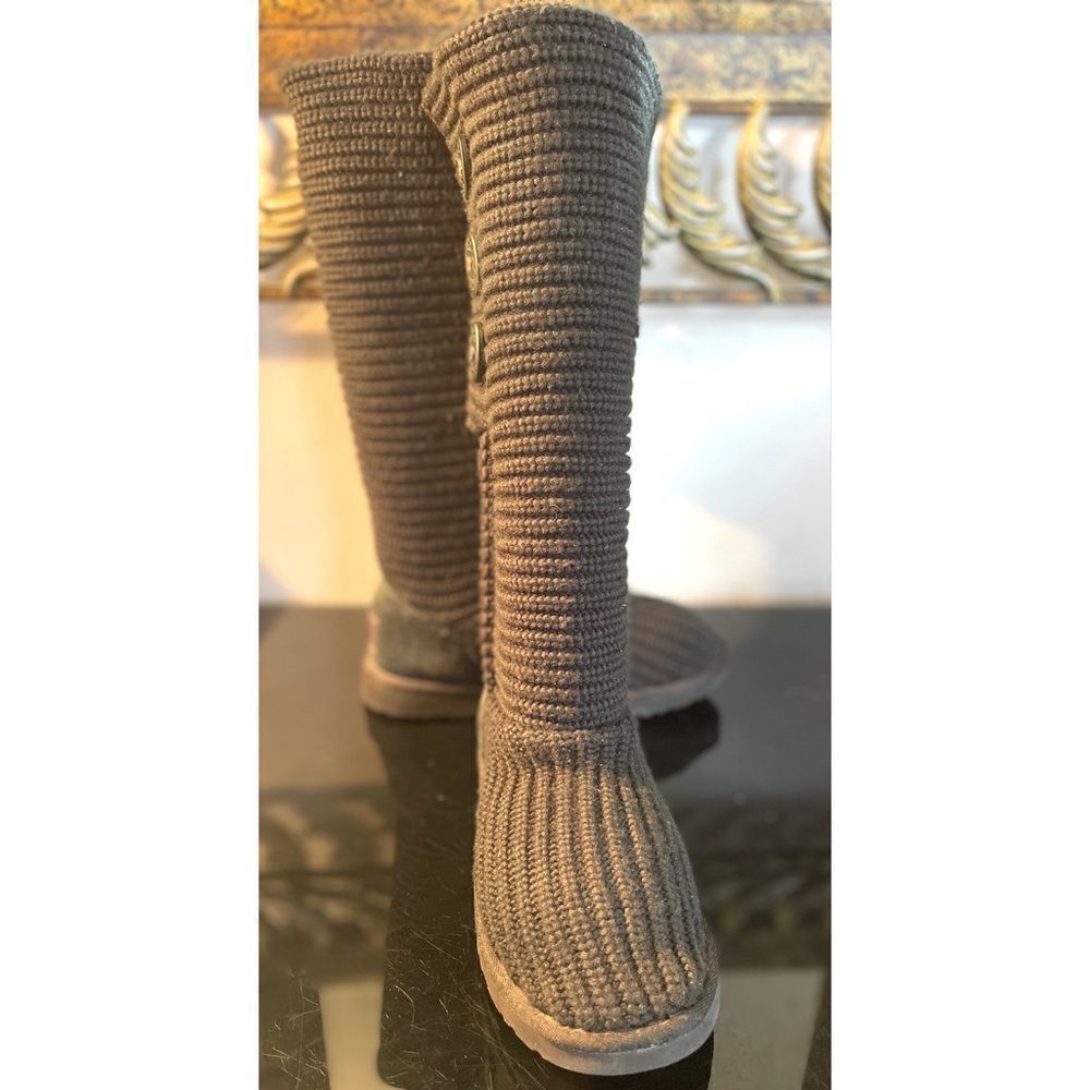 UGG 5819 Cardy Knitted Black Boots Women’s Size 7 Medium - Picture 3 of 11